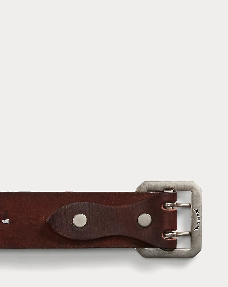 Studded-Logo Leather Belt