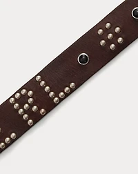 Studded-Logo Leather Belt