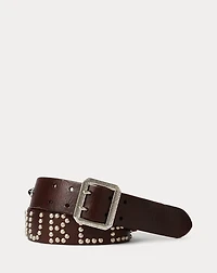 Studded-Logo Leather Belt