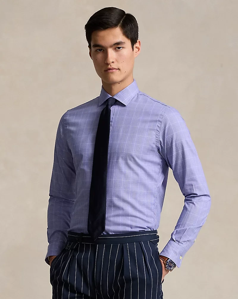 Custom Fit Plaid Poplin Shirt