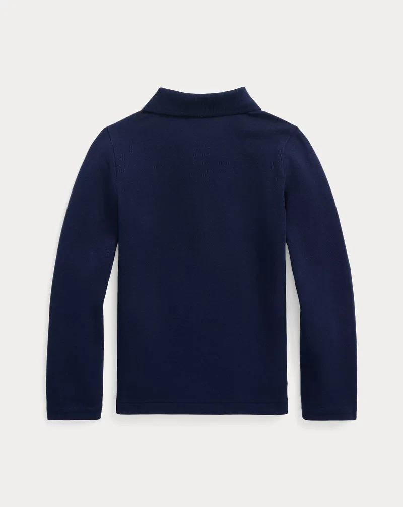 Mesh Uniform Long-Sleeve Polo Shirt