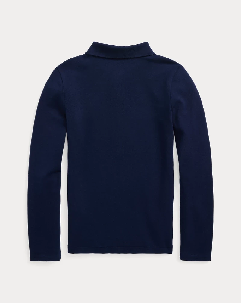 Mesh Uniform Long-Sleeve Polo Shirt