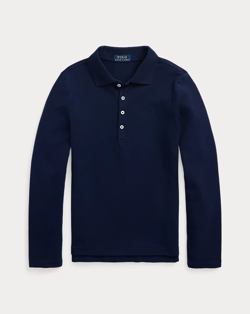 Mesh Uniform Long-Sleeve Polo Shirt
