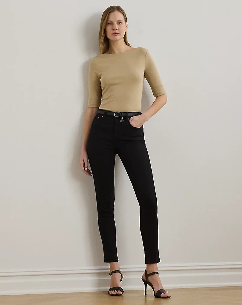 Stretch Cotton Boatneck Tee