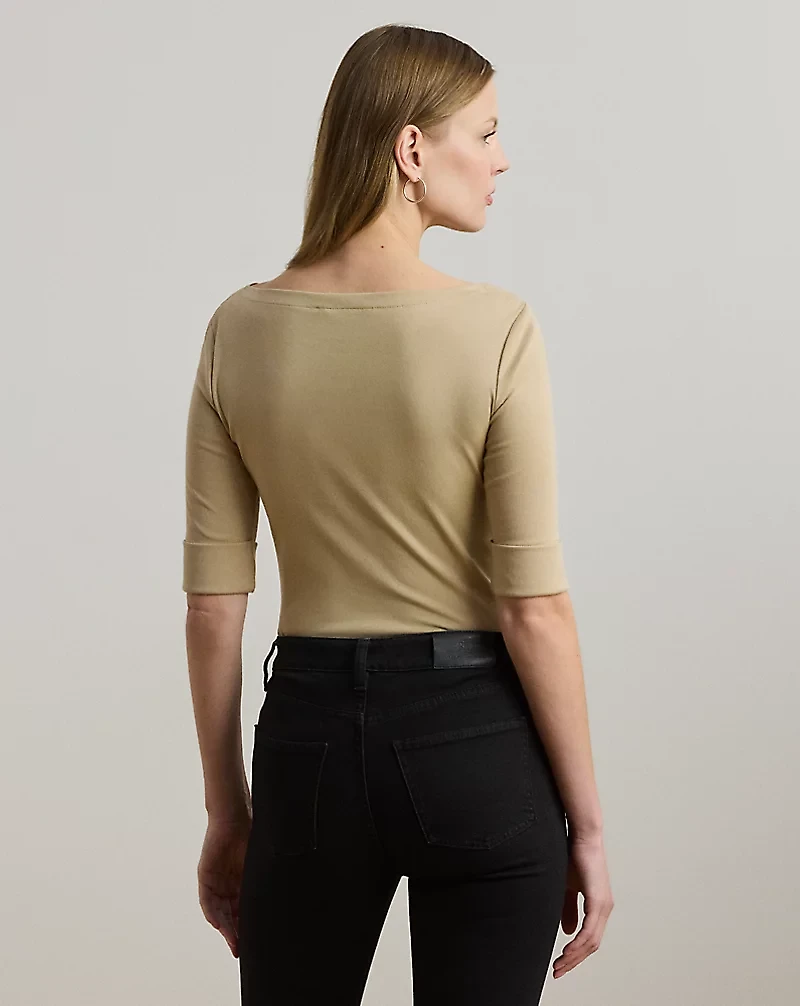 Stretch Cotton Boatneck Tee