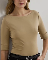 Stretch Cotton Boatneck Tee