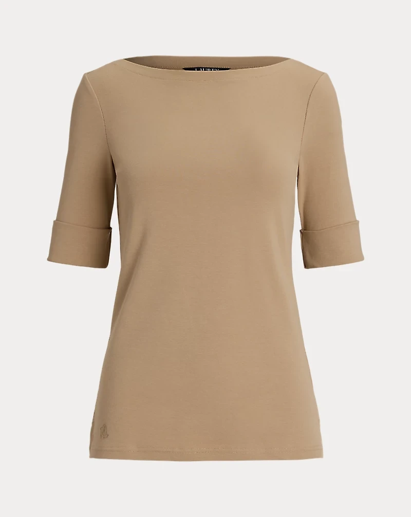 Stretch Cotton Boatneck Tee