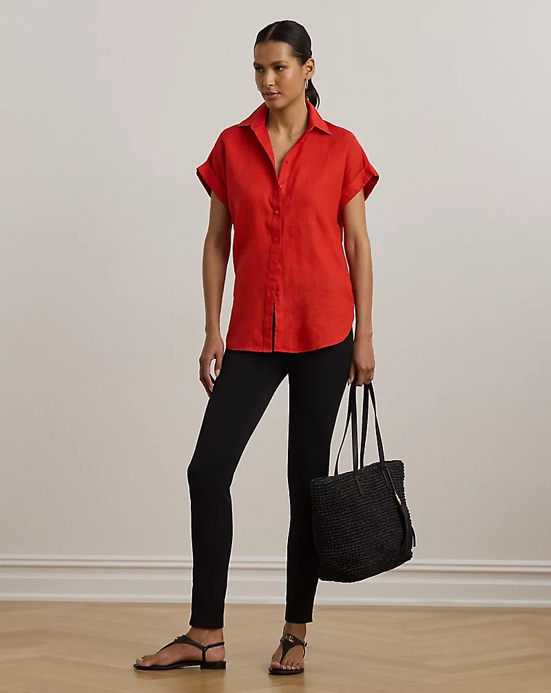 Relaxed Fit Linen Short-Sleeve Shirt