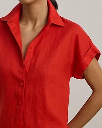 Relaxed Fit Linen Short-Sleeve Shirt