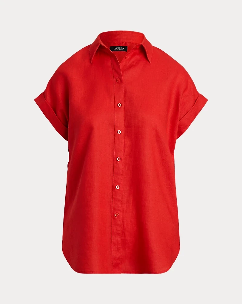 Relaxed Fit Linen Short-Sleeve Shirt