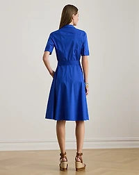 Belted Cotton-Blend Shirtdress