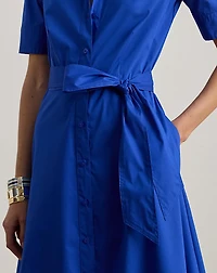 Belted Cotton-Blend Shirtdress