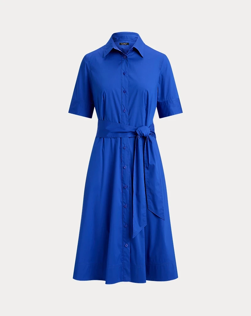 Belted Cotton-Blend Shirtdress