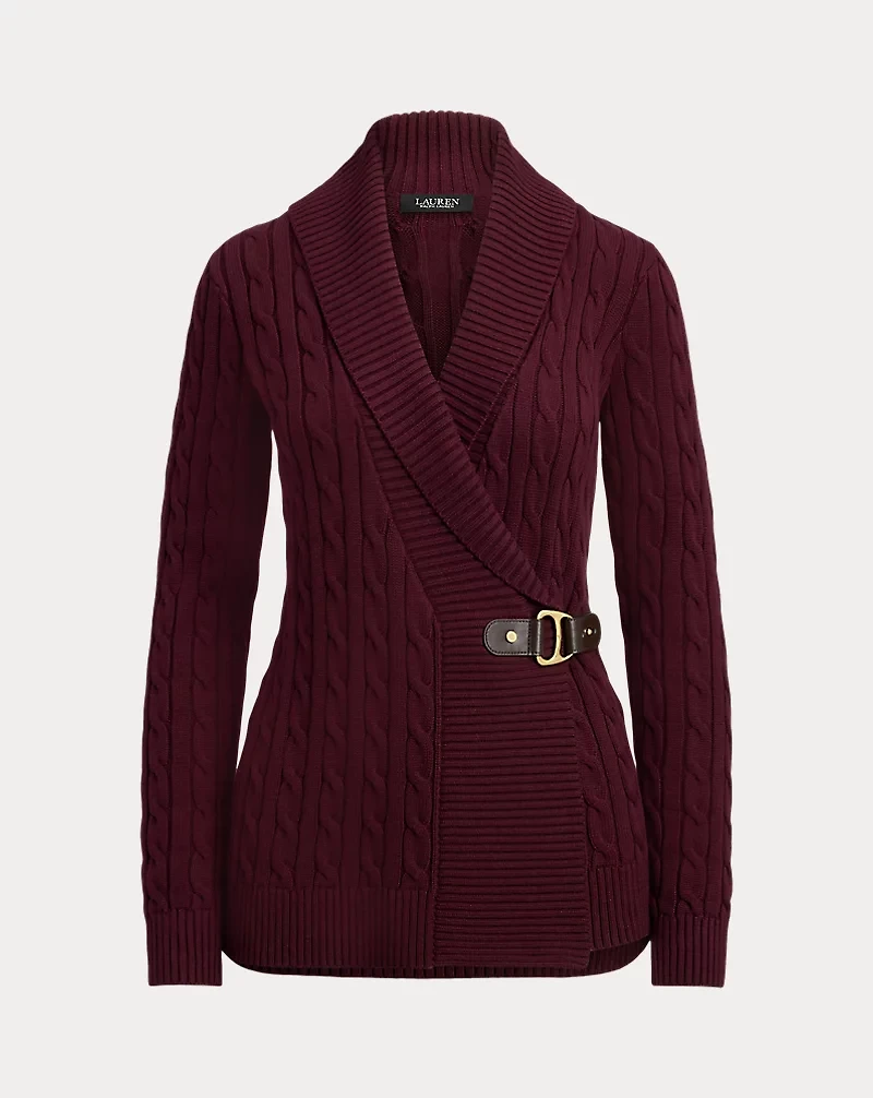 Buckle-Trim Cotton Sweater