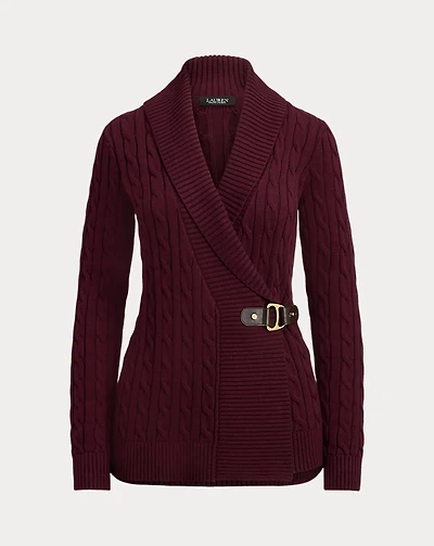 Buckle-Trim Cotton Sweater