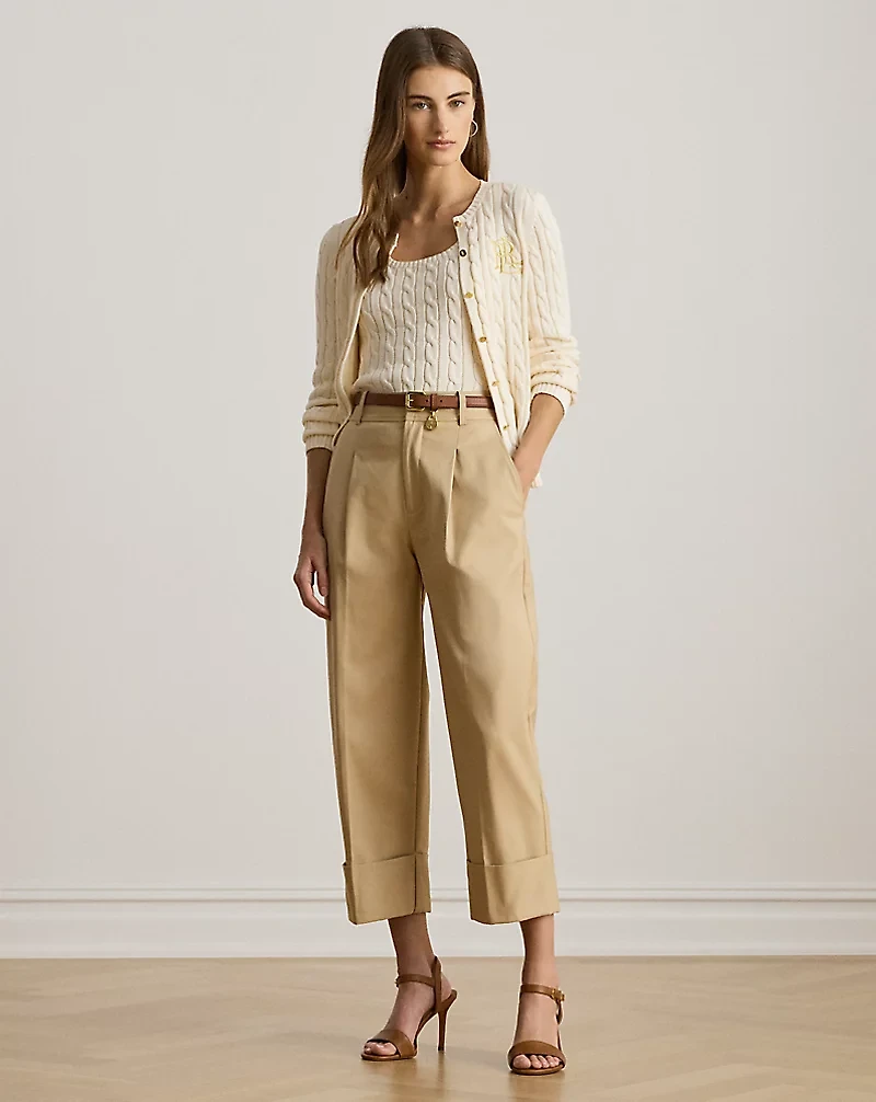 Double-Faced Stretch Cotton Ankle Pant