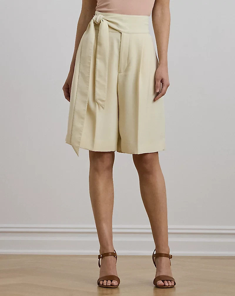 Pleated Georgette Wide-Leg Short