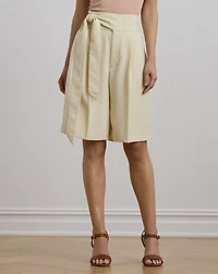 Pleated Georgette Wide-Leg Short