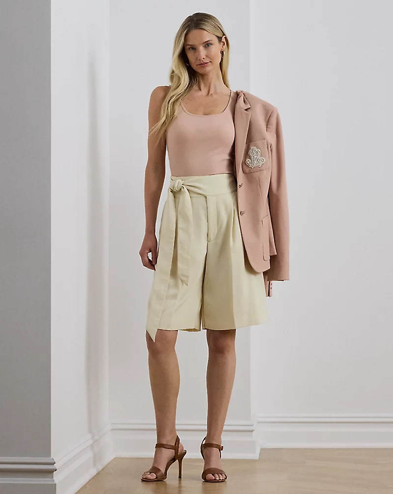 Pleated Georgette Wide-Leg Short