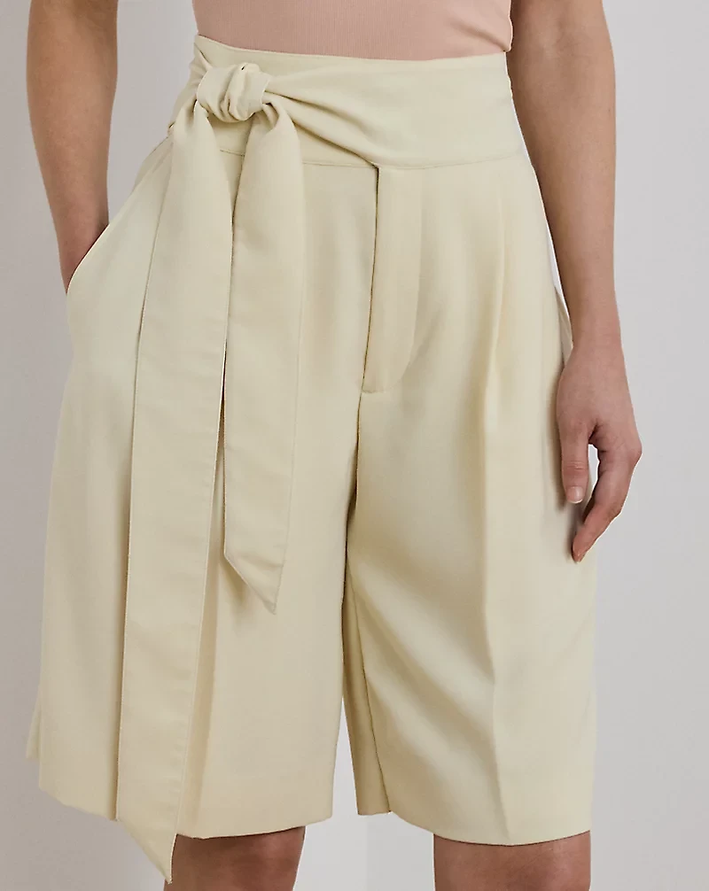 Pleated Georgette Wide-Leg Short