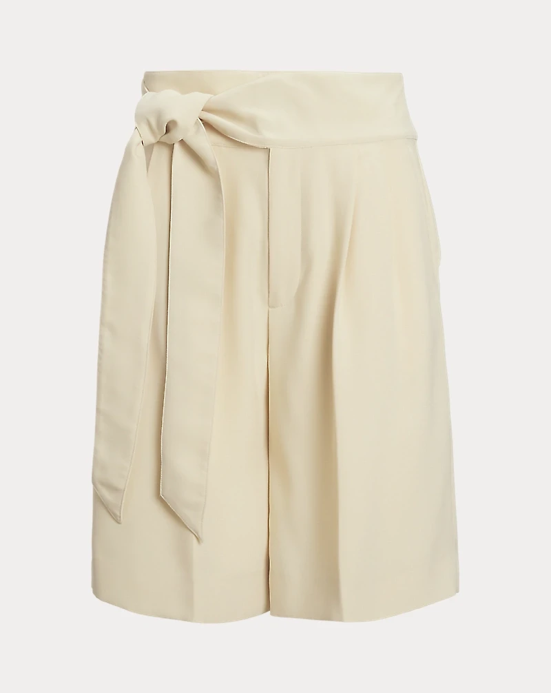 Pleated Georgette Wide-Leg Short
