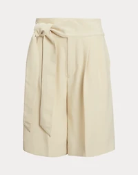 Pleated Georgette Wide-Leg Short
