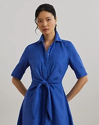 Tie-Front Linen Shirtdress