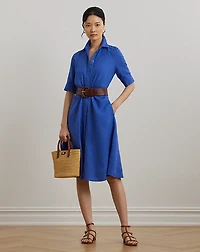 Tie-Front Linen Shirtdress