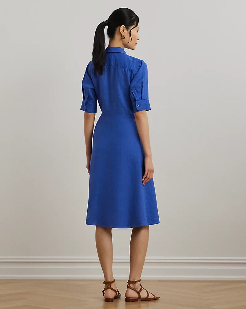Tie-Front Linen Shirtdress