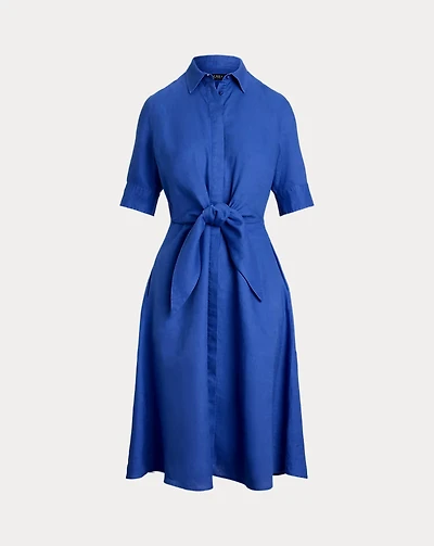 Tie-Front Linen Shirtdress