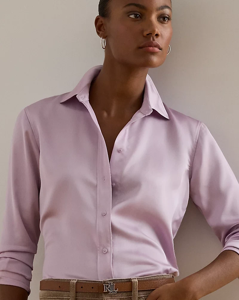 Classic Fit Satin Charmeuse Shirt