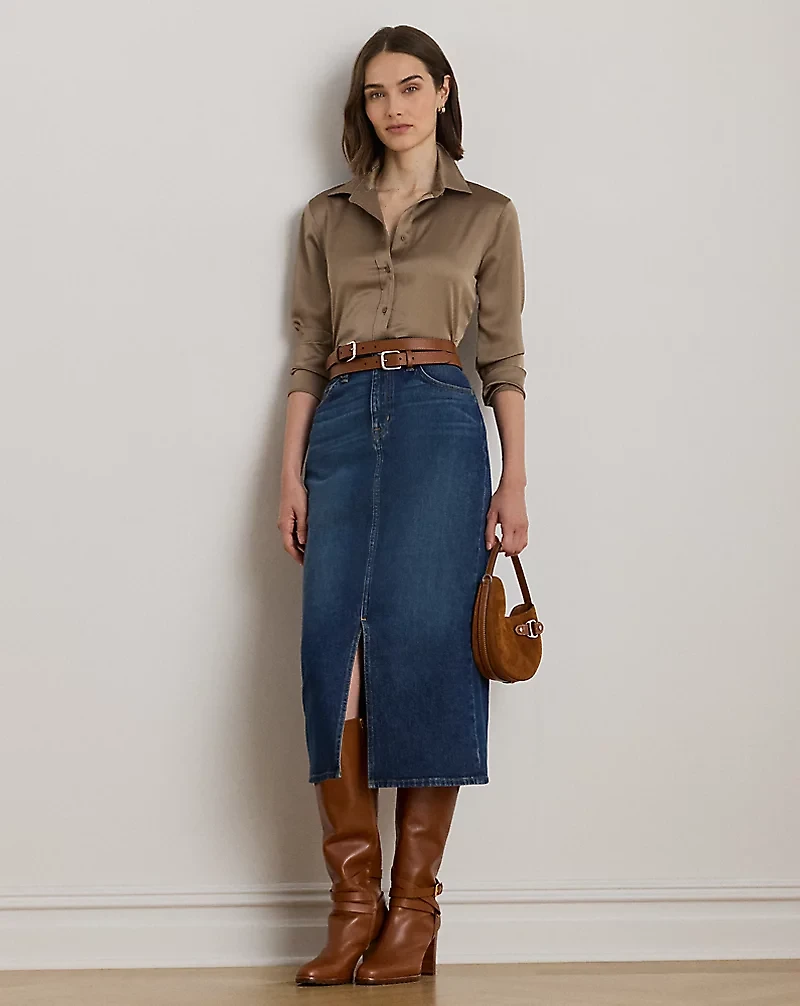 Classic Fit Satin Charmeuse Shirt