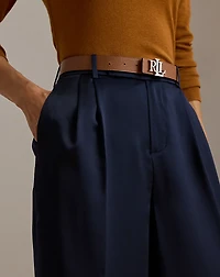 Pleated Satin Charmeuse Wide-Leg Pant