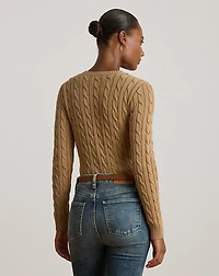 Button-Trim Cable-Knit Cotton Sweater