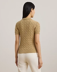 Cable-Knit Cotton Polo Sweater