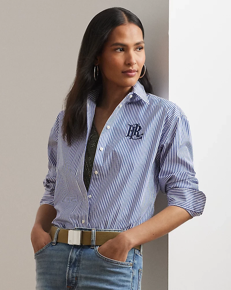 Relaxed Fit Striped Stretch Cotton Shirt