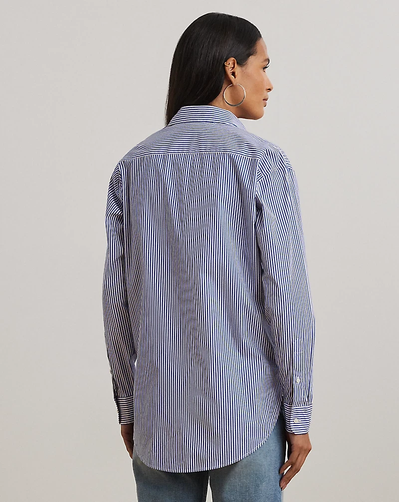 Relaxed Fit Striped Stretch Cotton Shirt