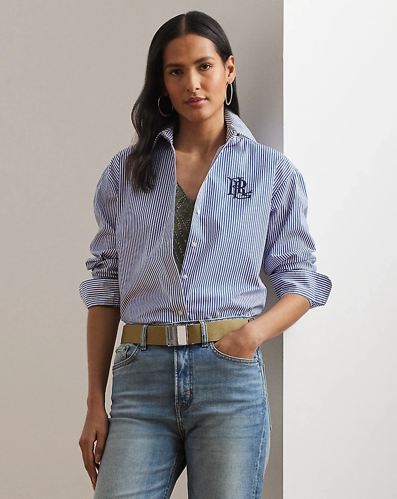 Relaxed Fit Striped Stretch Cotton Shirt