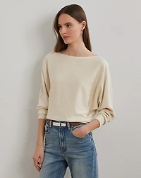 Cotton-Blend Dolman-Sleeve Sweater