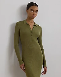 Rib-Knit Polo Dress