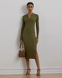 Rib-Knit Polo Dress