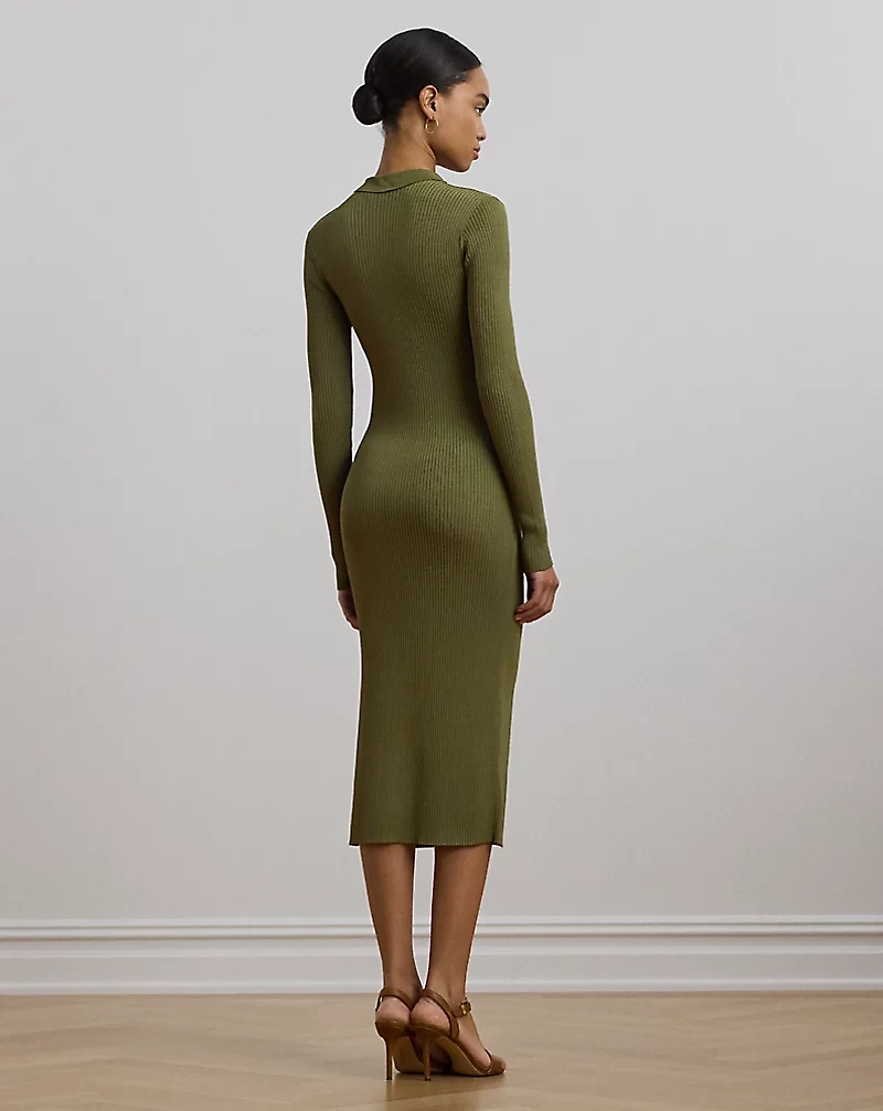 Rib-Knit Polo Dress
