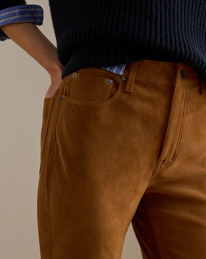 High-Rise Goat-Suede Straight Ankle Pant