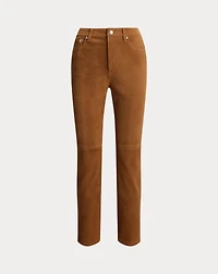 High-Rise Goat-Suede Straight Ankle Pant