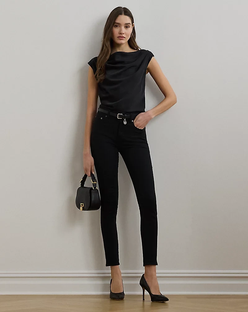 Satin Charmeuse Off-the-Shoulder Blouse