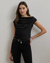 Satin Charmeuse Off-the-Shoulder Blouse