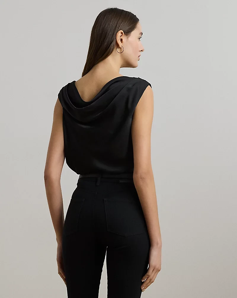 Satin Charmeuse Off-the-Shoulder Blouse