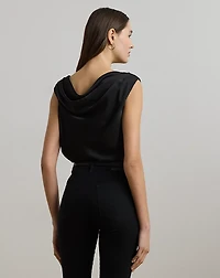 Satin Charmeuse Off-the-Shoulder Blouse