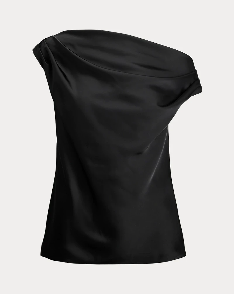 Satin Charmeuse Off-the-Shoulder Blouse