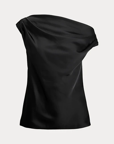 Satin Charmeuse Off-the-Shoulder Blouse